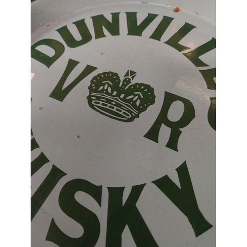 825 - Dunville's VR whiskey enamel advertising drinks' tray {30 cm Dia.}.