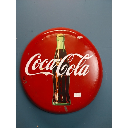 50a - Coca Cola tin plate advertising sign. {50 cm Dia.}.