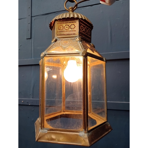 136D - Copper Moroccan hanging style lantern  {H 75cm x Dia 35cm }.