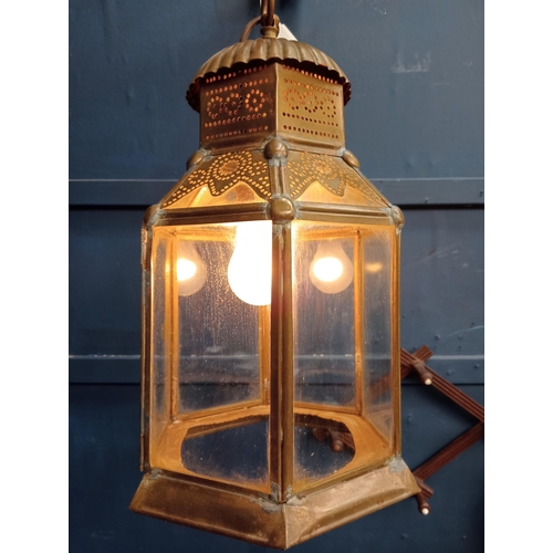 136D - Copper Moroccan hanging style lantern  {H 75cm x Dia 35cm }.