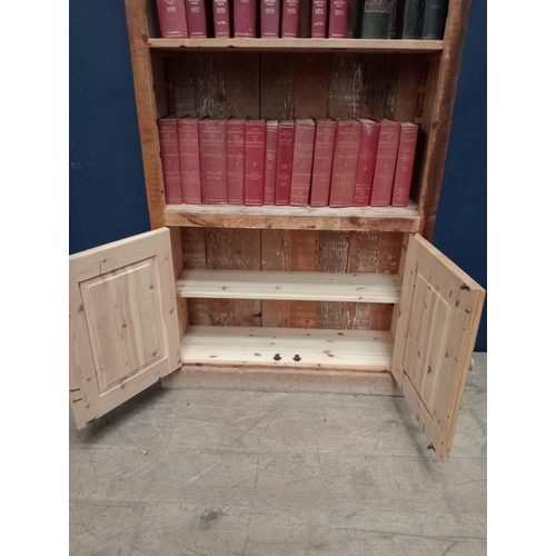 149 - 20th C. Driftwood bookcase with three shelves over two doors {w 87cm x H 183cm x D 28cm}.