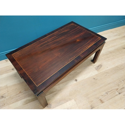 167 - Good quality mahogany and rosewood cross banded coffee table raised on square legs in the Oriental s... 