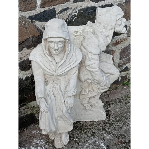 175 - Composition Gargoyle figures of Man and Lady {H 75cm x W 58cm x D 32cm }.