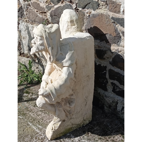 175A - Composition Gargoyle figures of Man and Lady {H 75cm x W 58cm x D32cm }.