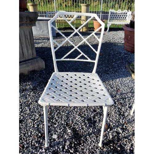 180 - Good quality cast aluminium bamboo style garden table with four chairs. Table {70 cm H x 129 cm W x ... 