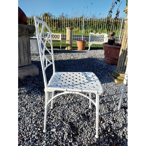 180 - Good quality cast aluminium bamboo style garden table with four chairs. Table {70 cm H x 129 cm W x ... 