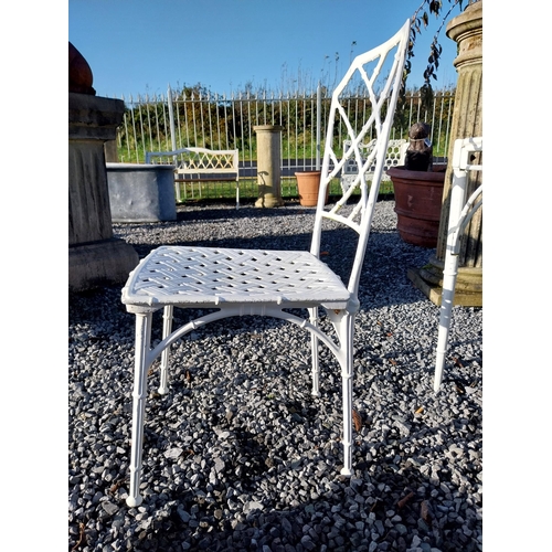 180 - Good quality cast aluminium bamboo style garden table with four chairs. Table {70 cm H x 129 cm W x ... 