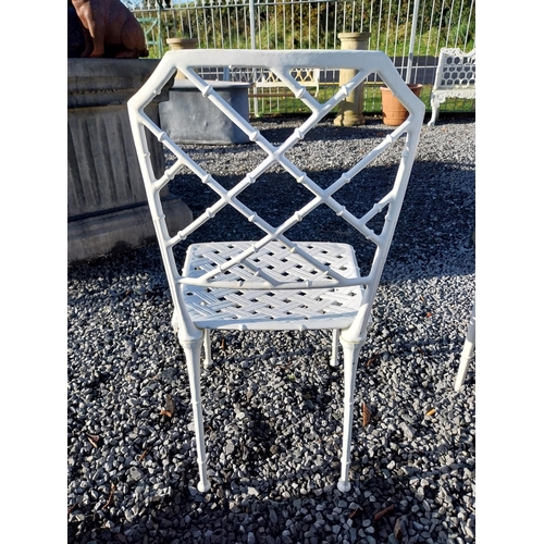 180 - Good quality cast aluminium bamboo style garden table with four chairs. Table {70 cm H x 129 cm W x ... 