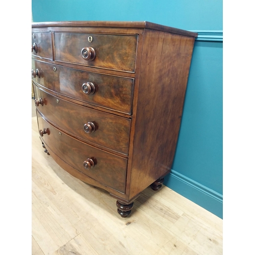 237 - 19th C. flamed mahogany bow fronted chest of drawers with two short drawers over three graduated dra... 