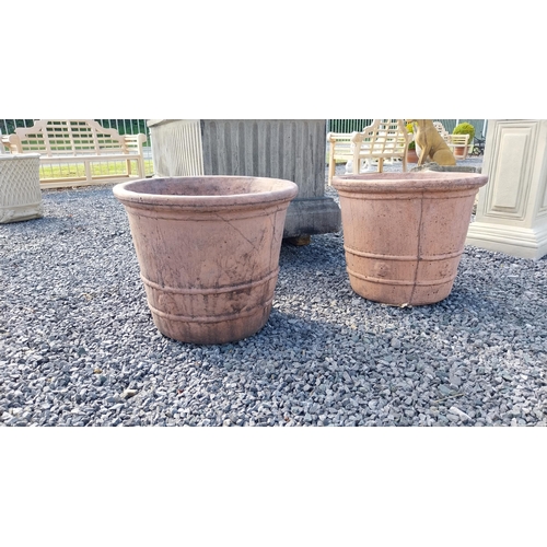 238 - Pair of moulded terracotta planters {45 cm H x 54 cm Dia}.(not available to view in person).