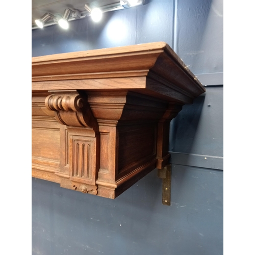 248 - 19th C. Oak pediment {H 33cm x W 218cm x D 62cm }.