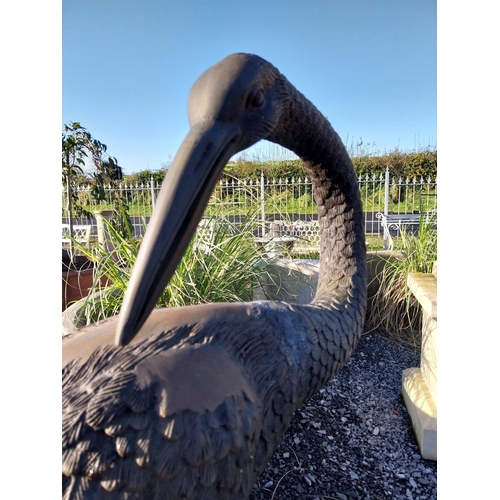 250 - Pair of good quality bronze Storks {150 cm H x 40 cm W x 60 cm D and 123 cm H x 40 cm W x 60 cm D }.