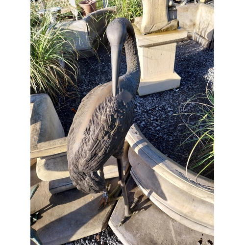 250 - Pair of good quality bronze Storks {150 cm H x 40 cm W x 60 cm D and 123 cm H x 40 cm W x 60 cm D }.