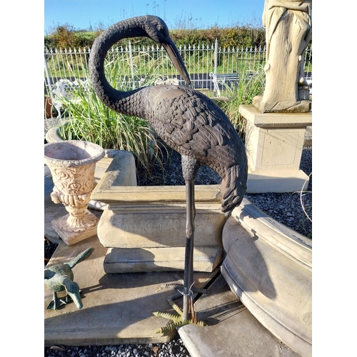 250 - Pair of good quality bronze Storks {150 cm H x 40 cm W x 60 cm D and 123 cm H x 40 cm W x 60 cm D }.