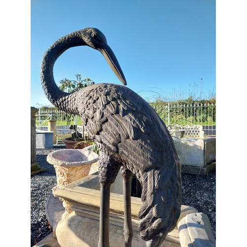 250 - Pair of good quality bronze Storks {150 cm H x 40 cm W x 60 cm D and 123 cm H x 40 cm W x 60 cm D }.