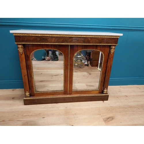 267 - Exceptional quality Regency rosewood and partial gilt side cabinet with marble top and two mirrored ... 