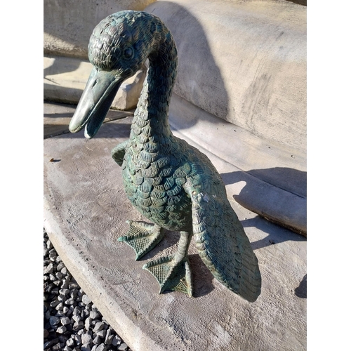 270 - Exceptional quality bronze sculpture of Duck. {36 cm H x 33 cm W  x 29 cm D}.