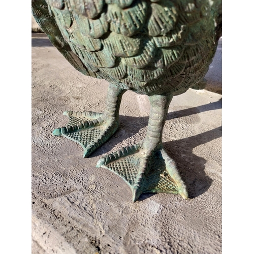 270 - Exceptional quality bronze sculpture of Duck. {36 cm H x 33 cm W  x 29 cm D}.