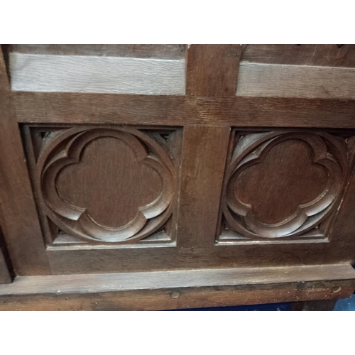 272 - Oak panel in the Gothic form. {H 96cm x W 152cm x D 6cm}.