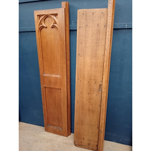 273 - Two 19th C. oak gothic door panels. {Each H186cm x W 43cm x D 10cm }.