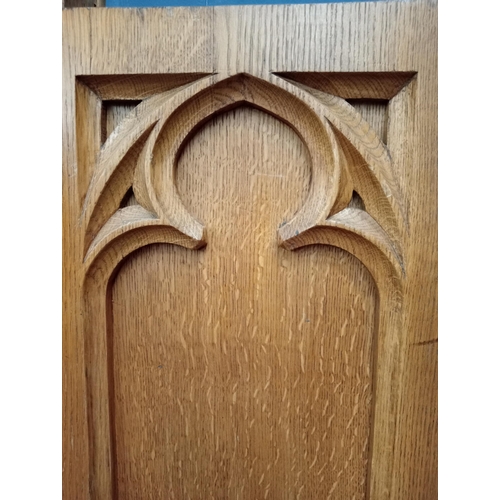 273 - Two 19th C. oak gothic door panels. {Each H186cm x W 43cm x D 10cm }.