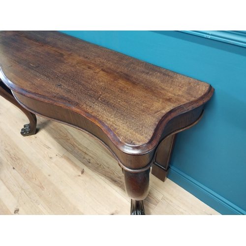 277 - William IV oak serpentine front side table raised on cabriole legs and lions paw feet {80 cm H x 138... 