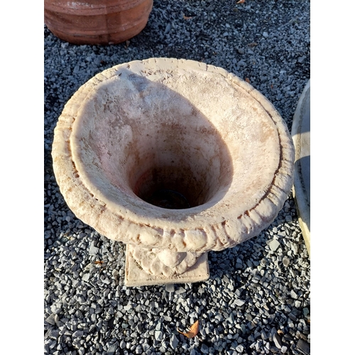 290 - Decorative marbleised resin Roman urn. {60 cm H x 40 cm W x 40 cm D}