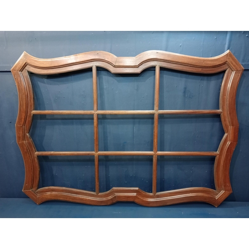 298 - Mahogany nine pane shaped window frame {H 200cm x W141cm x D 5cm}.