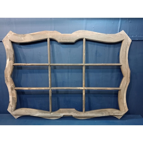 298 - Mahogany nine pane shaped window frame {H 200cm x W141cm x D 5cm}.