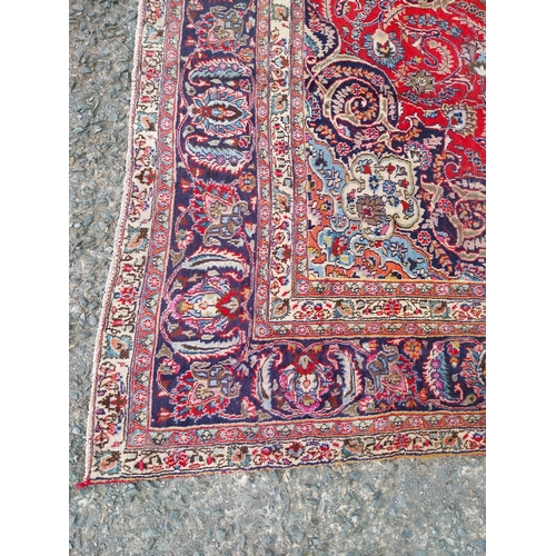 310 - Good quality decorative Persian carpet square { 370cm W x 265cm L} (not available to view in person)... 