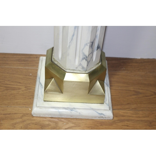 314 - Marble pedestal with bronze mounts  {H 113cm x W 26cm x D 26cm }.