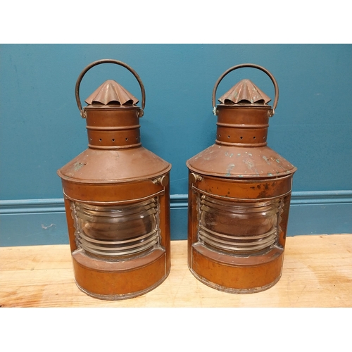 325 - Pair of 19th C. copper ships lanterns {53cm H x 24cm W x 26cm D} (not available to view in person).