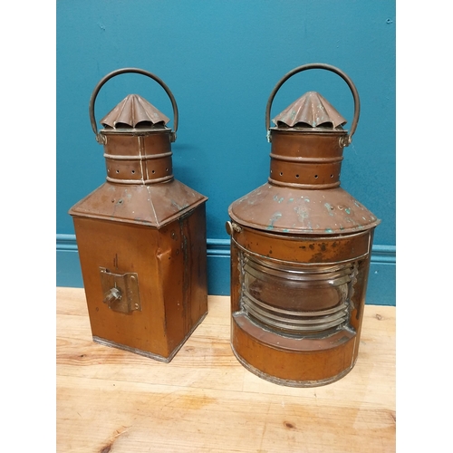 325 - Pair of 19th C. copper ships lanterns {53cm H x 24cm W x 26cm D} (not available to view in person).