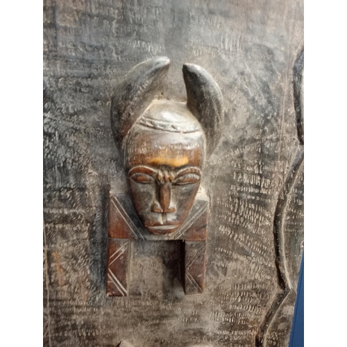 33 - 18th C. African carved wooden granary Baule door. {H 126cm x W 39cm x D 6cm }.