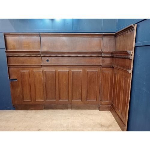 341 - Victorian oak wall panelling. {H 188cm x W 250cm x return W 95cm x D 12cm }.