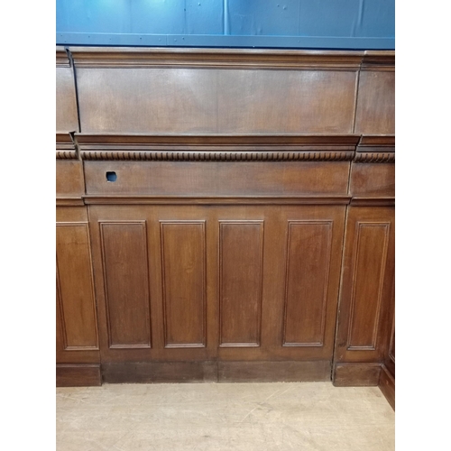 341 - Victorian oak wall panelling. {H 188cm x W 250cm x return W 95cm x D 12cm }.