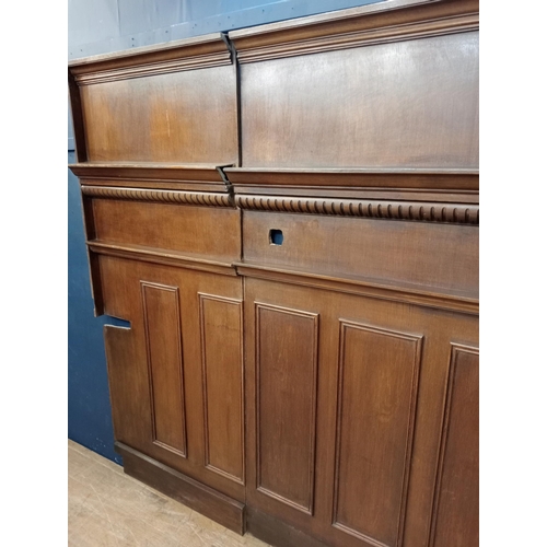 341 - Victorian oak wall panelling. {H 188cm x W 250cm x return W 95cm x D 12cm }.