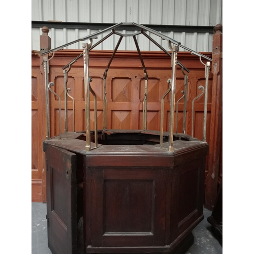 346 - Unusual 19th C. oak and brass ticket booth. {H 220cm x W 157cm x 157cm }.