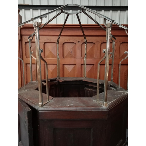 346 - Unusual 19th C. oak and brass ticket booth. {H 220cm x W 157cm x 157cm }.