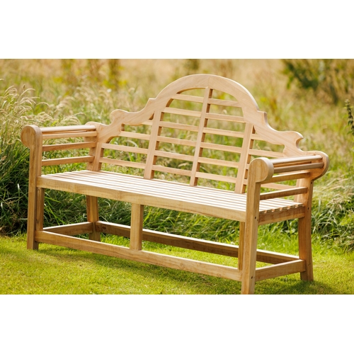 350 - Exceptional quality teak Lutyens three seater garden bench {105 cm H x 165 cm W x 60 cm D}.(not avai... 