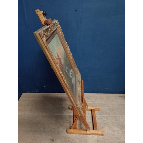 352 - Victorian Oak artist's easel  {H 100cm x W 34cm x D 38cm }.