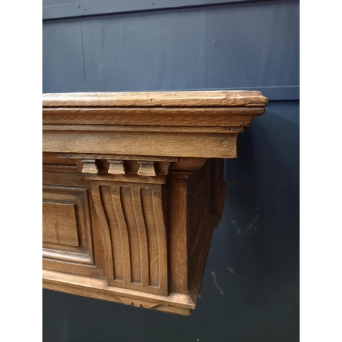 356 - Victorian Oak carved reeded corbel design door head {H 40cm x W 200cm x D 90cm}.