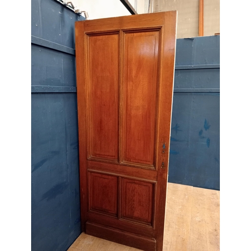 359 - Oak four panelled door- divider painted one side. {H 216cm x W 93cm x D 7cm }.