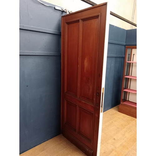 359 - Oak four panelled door- divider painted one side. {H 216cm x W 93cm x D 7cm }.