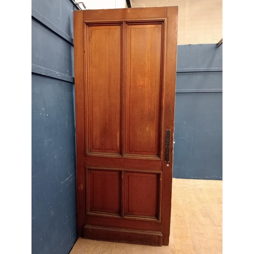 359 - Oak four panelled door- divider painted one side. {H 216cm x W 93cm x D 7cm }.