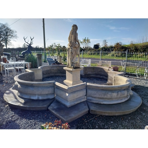 360 - Exceptional quality French moulded stone fountain surround with lion's mask decoration. {67 cm H x 5... 