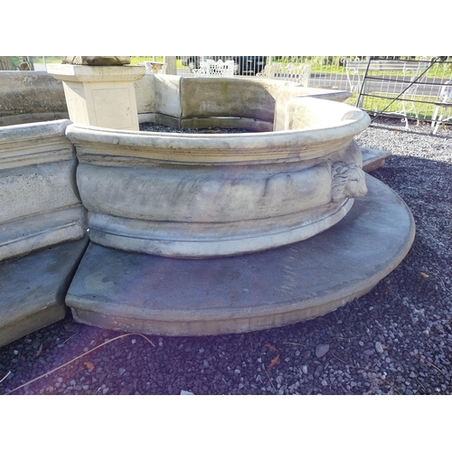 360 - Exceptional quality French moulded stone fountain surround with lion's mask decoration. {67 cm H x 5... 