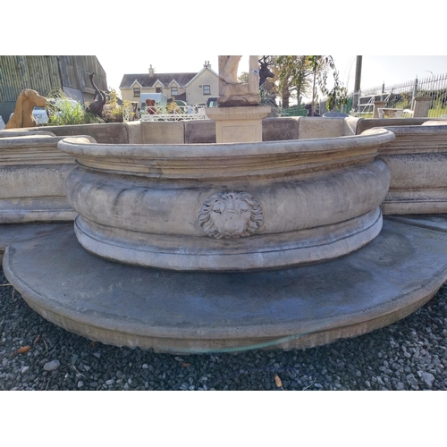 360 - Exceptional quality French moulded stone fountain surround with lion's mask decoration. {67 cm H x 5... 