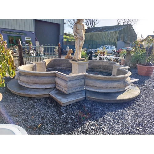 360 - Exceptional quality French moulded stone fountain surround with lion's mask decoration. {67 cm H x 5... 