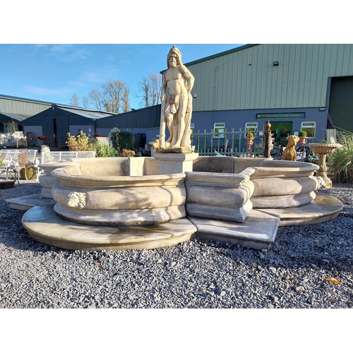 360 - Exceptional quality French moulded stone fountain surround with lion's mask decoration. {67 cm H x 5... 